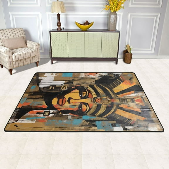 Woman Of Face Area Rug Washable 72 x 48 Floor Carpet Mat Non Slip for Bedroom Living Room Kids Room Home Decor