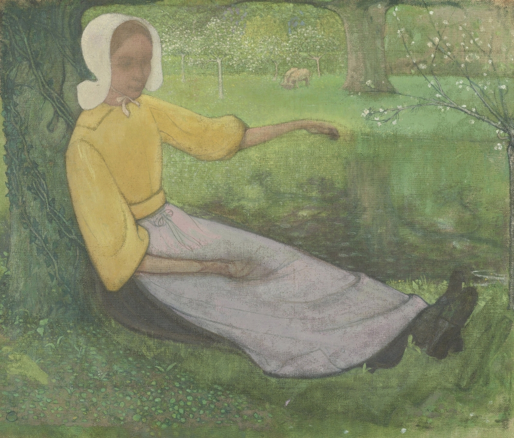 Woman Of Huizen Sitting Under A Tree Canvas Art -  (36 x 24)