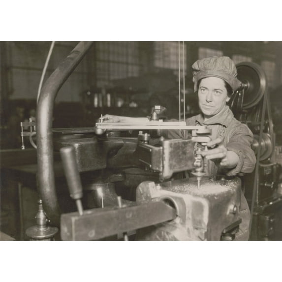 Woman Operating A Profiling Extractor Machine At The Eddystone Ammunitions Plant History (36 x 24)