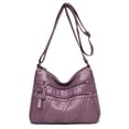 thumbnail image 1 of Woman PU Crossbody Bag Storage Casual Shoulder Large Capacity Tote Handbag Organizers Female Fashion Portable Messenger Bags Purple, 1 of 8