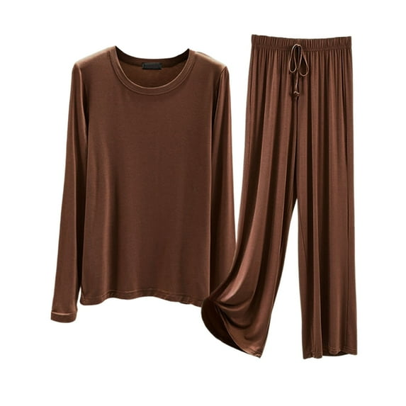 Woman Pajama Set Womens Modal Pajama Sets Crew Neck Sleepwear Long Sleeve Loungewear 2 Piece Outfit Women Clothes XXL