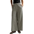 thumbnail image 1 of Woman Palazzo Wide Leg Pants High Waisted Drawstring Summer Fall Lounge Casual Flowy Trousers with Pockets Black L, 1 of 9