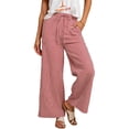 thumbnail image 1 of Woman Palazzo Wide Leg Pants High Waisted Drawstring Summer Fall Lounge Casual Flowy Trousers with Pockets Red XL, 1 of 9