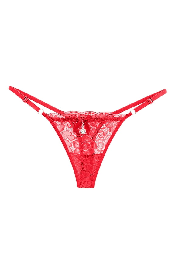 Woman Panties Red Lace Thong Funny Tongs Cute Panties for Women One Size