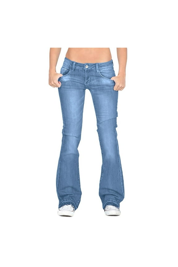 Woman Pants 2025 Jeans Pants Waist Women Stretch Mid Bell Slim Length Jeans Jeans Flare Women's Jeans Jeans for Women
