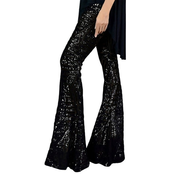 Woman Pants Clothing Women Sequins Wide Leg Pants Fashion Shiny Hight Waist Flared Trousers Disco Dance Long Pants Party Streetwear Casual Pants for Women