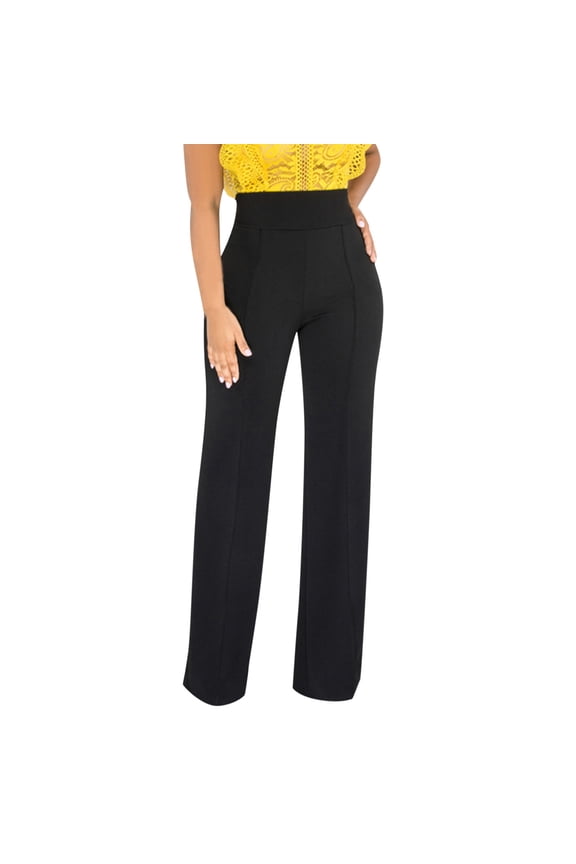 Woman Pants Clothing Women Stretchy Straight Leg Pants Comfy Solid Classic High Waisted Wide Leg Long Bootcut Pant Slacks Work Office Plus Size Pants for Women