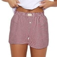 thumbnail image 1 of Woman Pants 2025 Women's Shorts Cute Soft Elastic Low Waist Plaid Print Button Front Pajama Bottoms Boxer Shorts Sleepwear Casual Pants for Women, 1 of 9