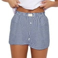 thumbnail image 1 of Woman Pants 2025 Women's Shorts Cute Soft Elastic Low Waist Plaid Print Button Front Pajama Bottoms Boxer Shorts Sleepwear Casual Pants for Women, 1 of 9