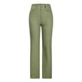 thumbnail image 1 of Woman Pants Clearance Women's Solid Color Split Mid Waist Loose No Belt Elasticity Wide Leg Long Pants Army Green 12(XXL), 1 of 6