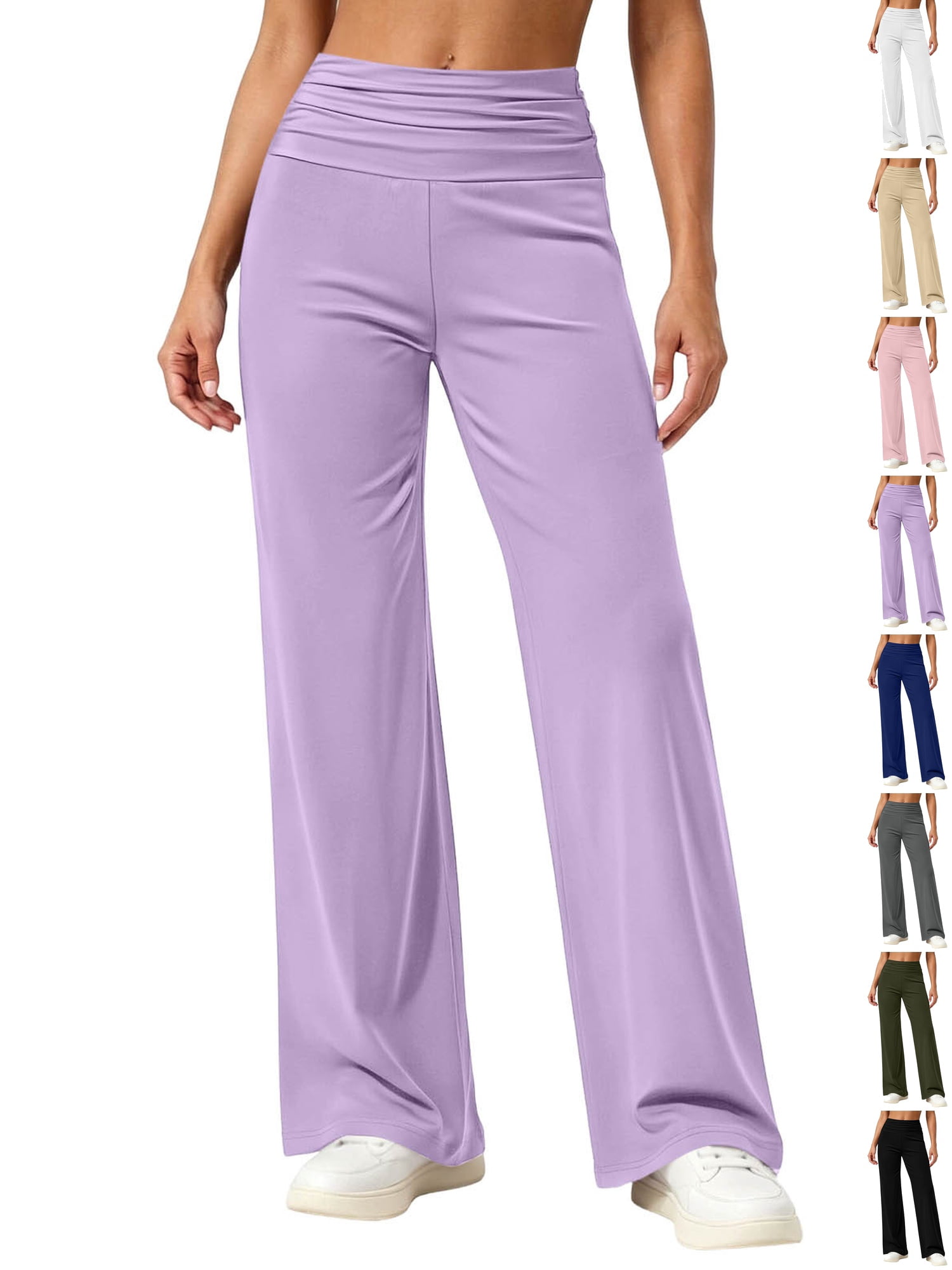 Woman Pants Dqueduo Women's Casual Yoga Pants, Solid Color High-Waisted ...