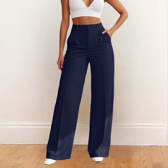 Woman Pants Wide Leg Straight Baggy Blue Pant Casual Outfits Comfy Dress Pants Womens Work Clothes Womens Trendy Clothes
