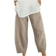 thumbnail image 1 of Woman Pants Women's Summer Loose Cotton and Linen Solid Color Wide-Leg Pants Beige 6(M), 1 of 6