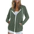 thumbnail image 1 of Woman Plain Zip Up Hoodie Top Ladies Long Sleeve Sport Workout Hooded Jacket Sweatshirt Coat Hoody Jacket with Pockets Green M, 1 of 5