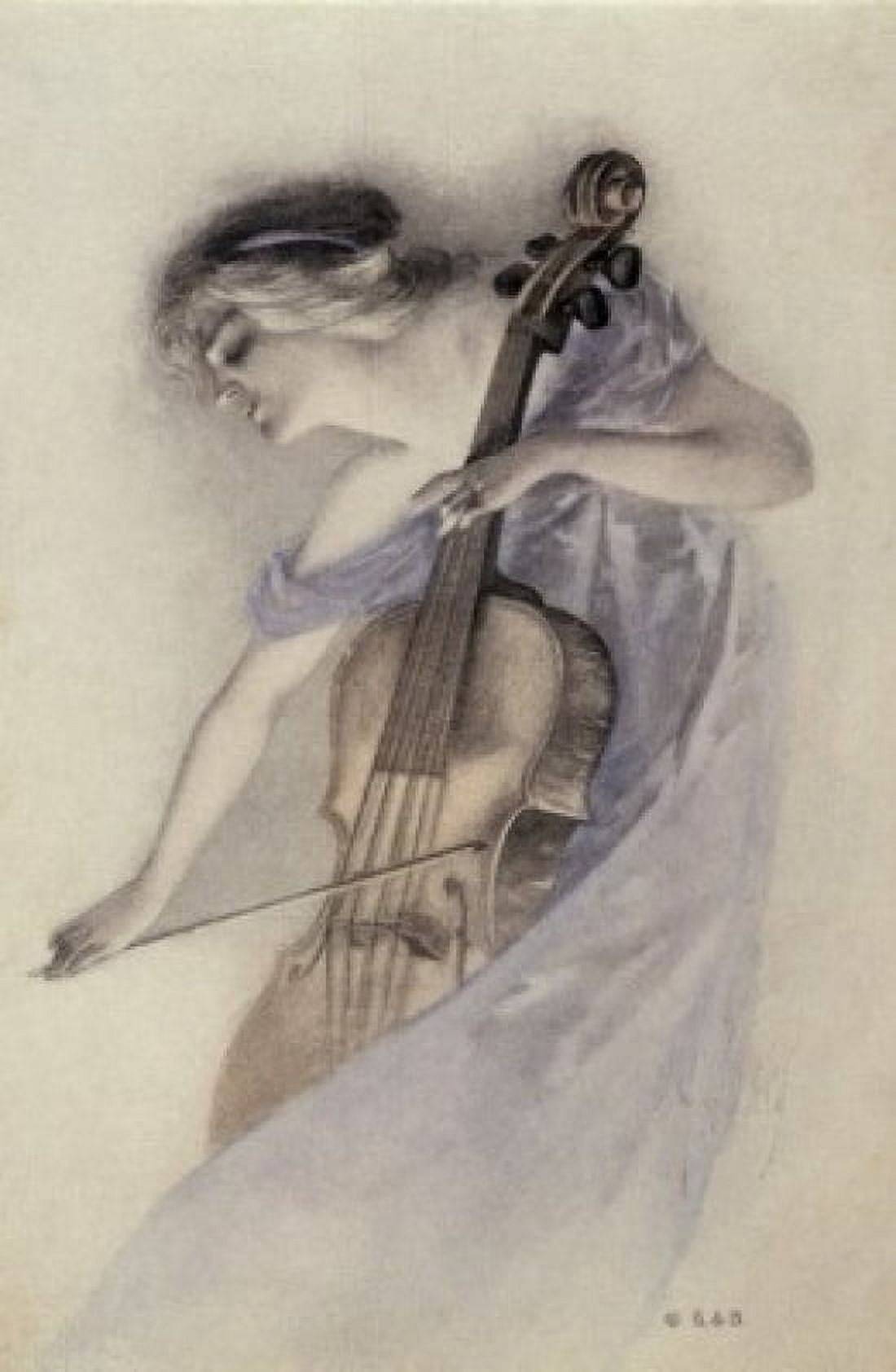 Woman Playing Cello Nostalgia Cards Canvas Art - (24 x 36)