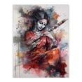 thumbnail image 1 of Woman Playing Classical Indian Folk Music Watercolour Artwork Ragini Musician Portrait Large Wall Art Poster Print Thick Paper 18X24 Inch, 1 of 5