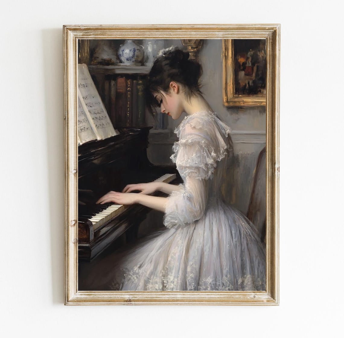 Woman Playing Piano Vintage Eclectic Vintage Wall Art Poster Moody ...