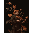 thumbnail image 1 of Woman Playing Violin Floral Canvas Print Wall Art for Living Room Office Library Music Room, 1 of 8