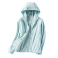 thumbnail image 1 of Woman Plus Size Jacket Ladies Fleece Thickened Warm Hooded Reversible Jacket Light Blue 12(XXL), 1 of 5