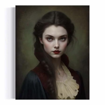Woman Portrait Print, Vintage Portrait, Dark Academia Decor, Cottagecore, Vintage French, Victorian Aesthetic Gothic Art Rd396 Home Decor #2119, 8x12 UNFRAMED