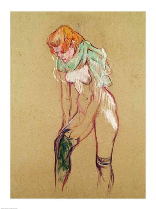 Woman Pulling Up her Stocking 1894 Canvas Art - Henri de Toulouse-Lautrec (18 x 24)