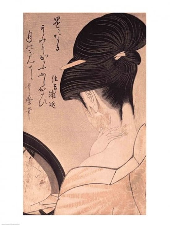 Woman Putting on Make-up Canvas Art - (24 x 36)