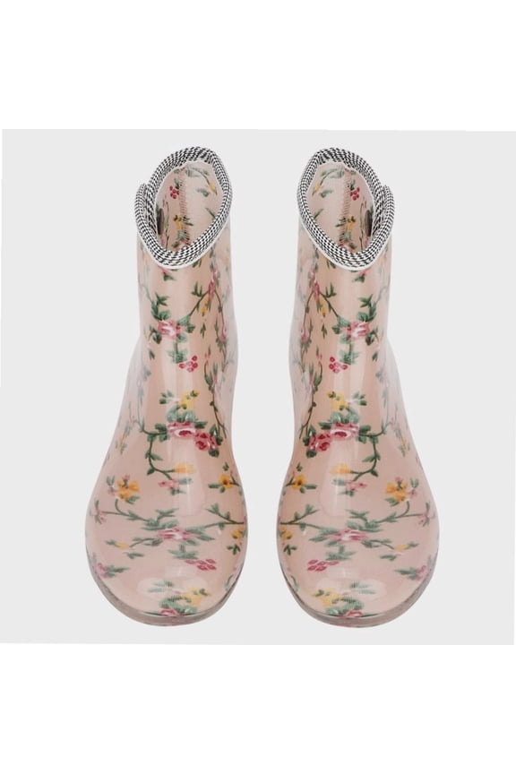 Woman Rain Boots, Waterproof Anti Slip Printing Rain Boots Garden Shoes for Camping, Gardening and Yard Work[23.5cm]