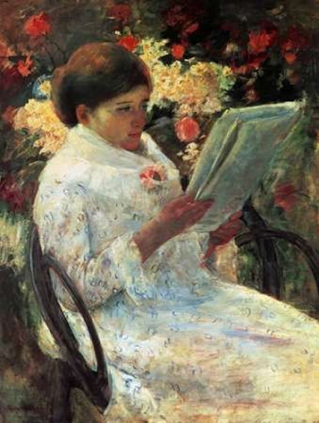 Woman Reading In A Garden 1880 Canvas Art - Mary Cassatt (18 x 24)