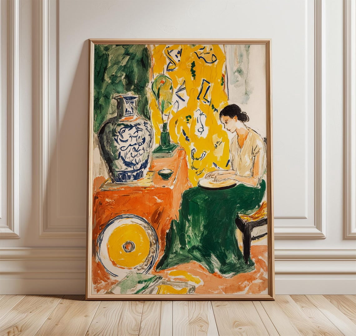 Woman Reading Modern Impressionist Interior Poster, Striking Modern ...
