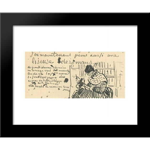 Woman Reading a Novel 20x24 Framed Art Print by Vincent van Gogh