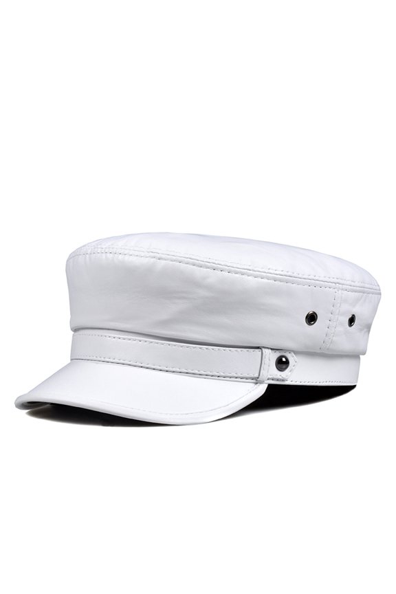 Woman Real Leather Cap Hat Girl Fashion Pil-ot Hats Baseball Caps Red White Color ,Soft Feel