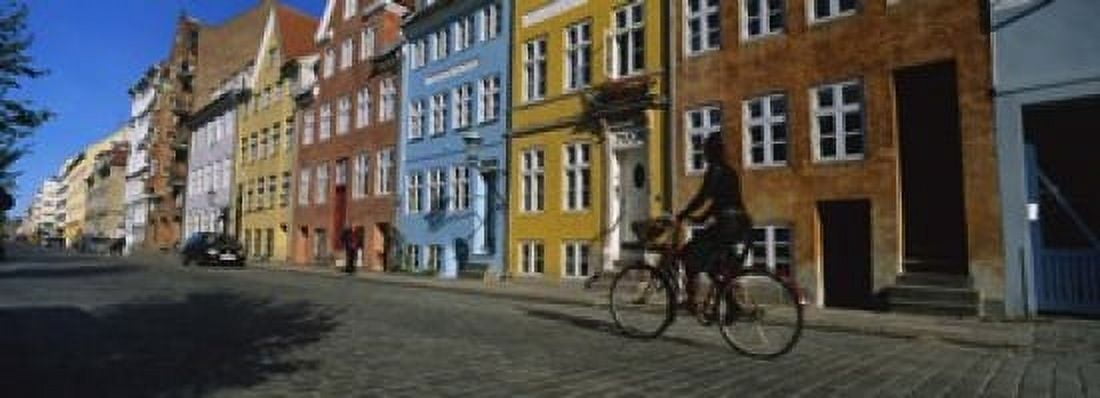 Woman Riding A Bicycle Copenhagen Denmark Canvas Art - Panoramic Images (18 x 7)