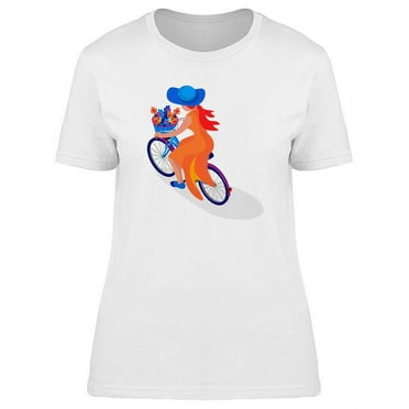 Woman Riding In A Bicycle T-Shirt Women -Image by Shutterstock, Female Medium