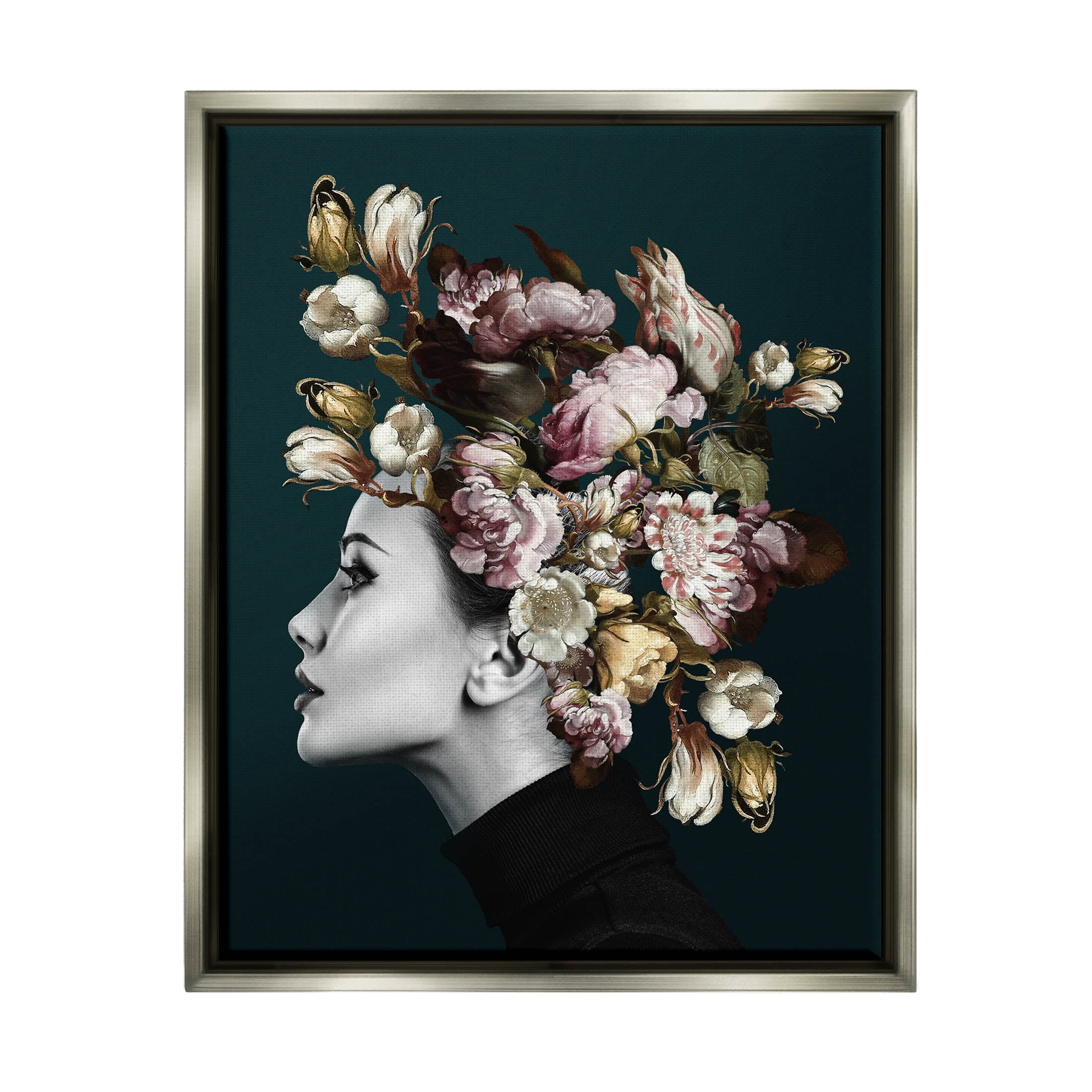 Woman Rose Floral Arrangement Botanical & Floral Graphic Art Luster Gray Framed Art Print Wall Art