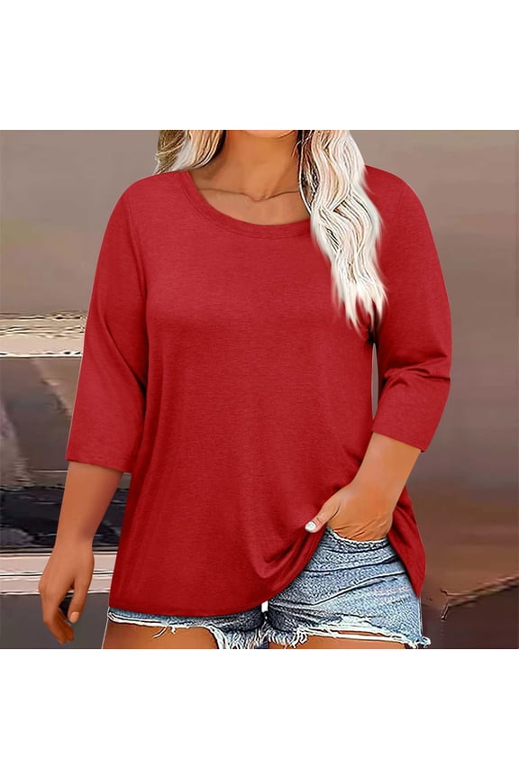 Woman Round Neck Long Sleeve T-Shirt Printing Loose Blouse Sweatshirt Comfortable Casual Top, Limited Time Offer Under 10 Dollars