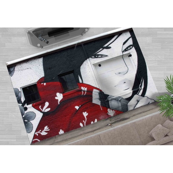 Woman Rugs, Graffiti Rugs, Gift Rug, Salon Rug, Printed Rug, Gift Rug, Street Art Rugs,Gift Rug, Office Rug, Colorful Rug, Bedroom Rug, 2.6'x6.5' - 80x200 cm