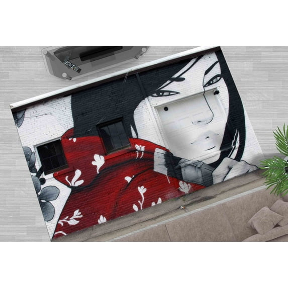 Woman Rugs, Graffiti Rugs, Gift Rug, Salon Rug, Printed Rug, Gift Rug, Street Art Rugs,Gift Rug, Office Rug, Colorful Rug, Bedroom Rug, 5.9'x9.2' - 180x280 cm