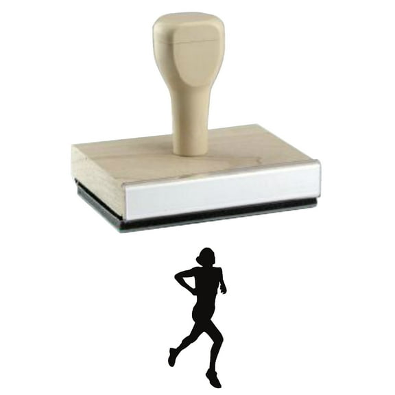 Woman Running Rubber Stamp, 1 X 2" Wood Stamp