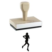 Woman Running Rubber Stamp, 1 X 2" Wood Stamp