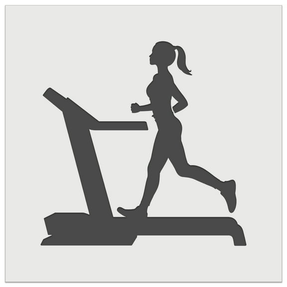 Woman Running on Treadmill Cardio Workout Gym DIY Cookie Wall Craft Stencil - 3.5 Inch