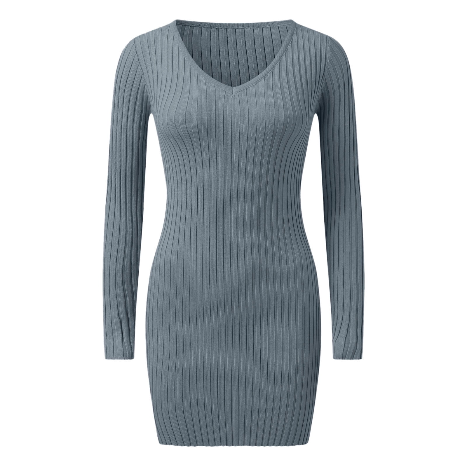 Clothing Dillards Guess Dresses Woman'S Long Sleeve Crew Neck Ribbed Knit  High Waist Sweater Dress With Pockets Fall Sweaters Grey,XL