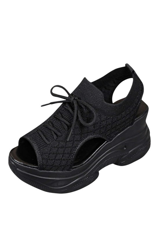 Woman Sandals Oofos Sandals Slides Women's Fashionable Casual Versatile Round Toe Breathable Vacation Summer Style Fashion Trend Thick Bottom Sports Beach Sandals Black