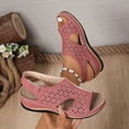 thumbnail image 1 of Woman Sandals Summer Women's Fashionable Casual Spring And Summer Versatile Plus Size Beach Wedge Sandals Solid Color Round Toe Soft Sole Sandals,Watermelon Red,43, 1 of 9