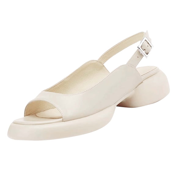 Woman Sandals Summer Women's Fashionable Casual Versatile Light And Comfortable Open-Toe Summer Trendy Thick-Heeled Thick-Soled Sandals Beige