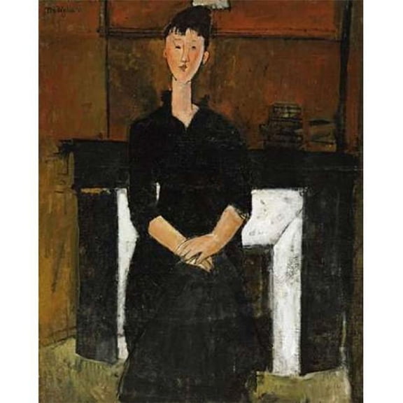 Woman Sat By a Fireplace Poster Print by Amedeo Modigliani