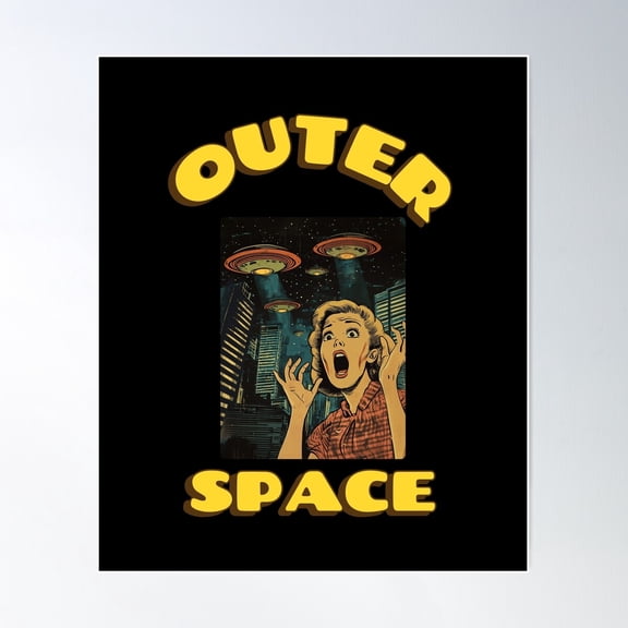 Woman Screaming Vintage Scifi, Ufo, Alien, Invasion, Mars, Outer Space Poster Wall Art, Modern Wall Decor For Living Room Bedroom, 16x24 UNFRAMED