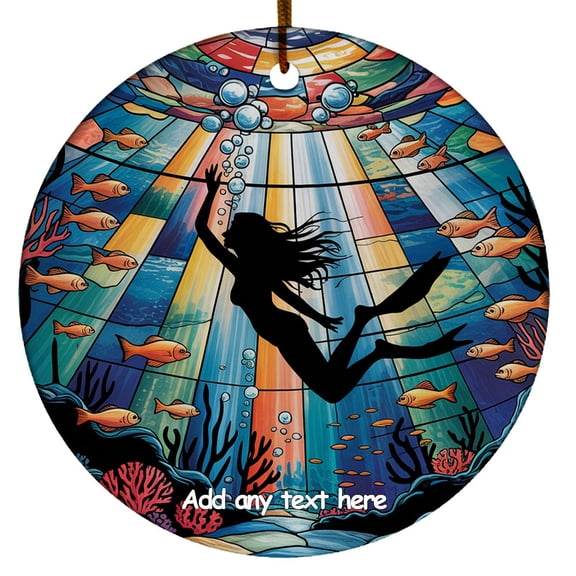 Woman Scuba Diving Ornament Christmas 2025 Holiday Ornament Gift for Sports Fans, Family, Friends or Couples Who Love Woman Scuba Diving
