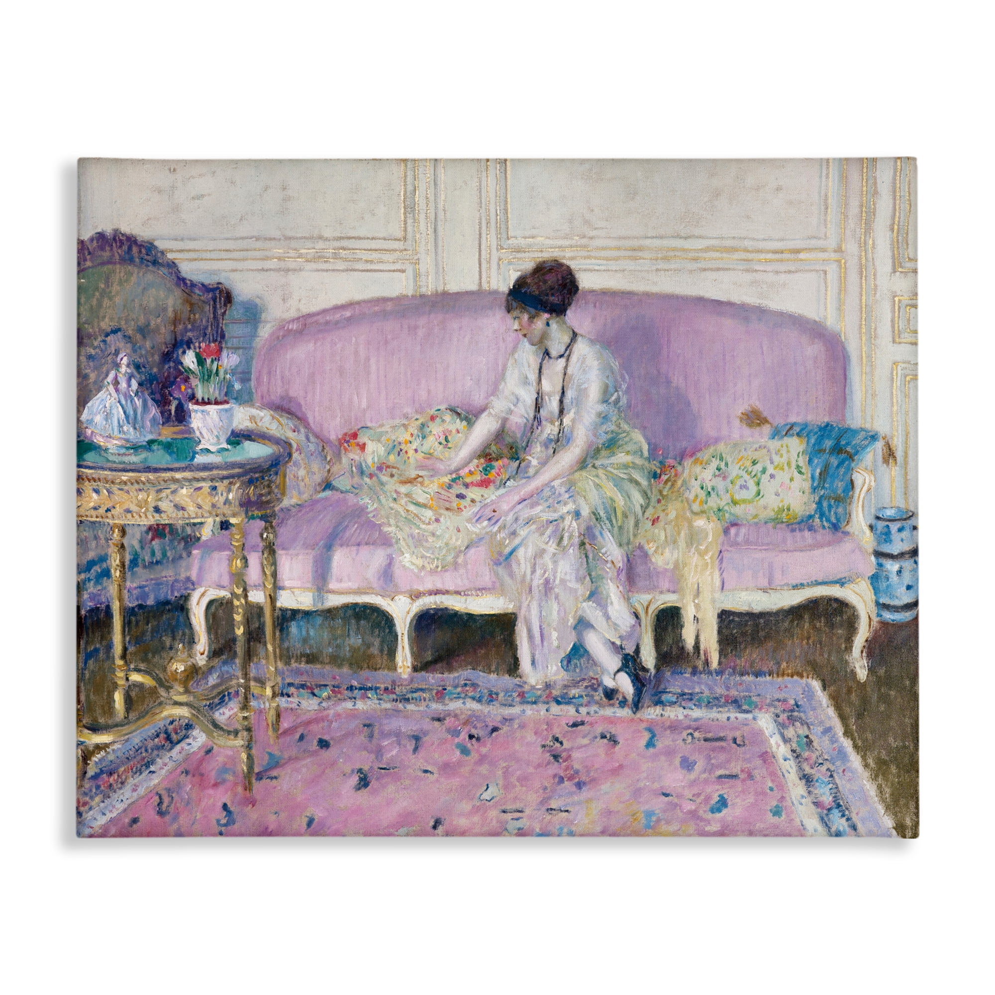 Woman Seated on Sofa Canvas Wall Art, design by Wild Apple Portfolio
