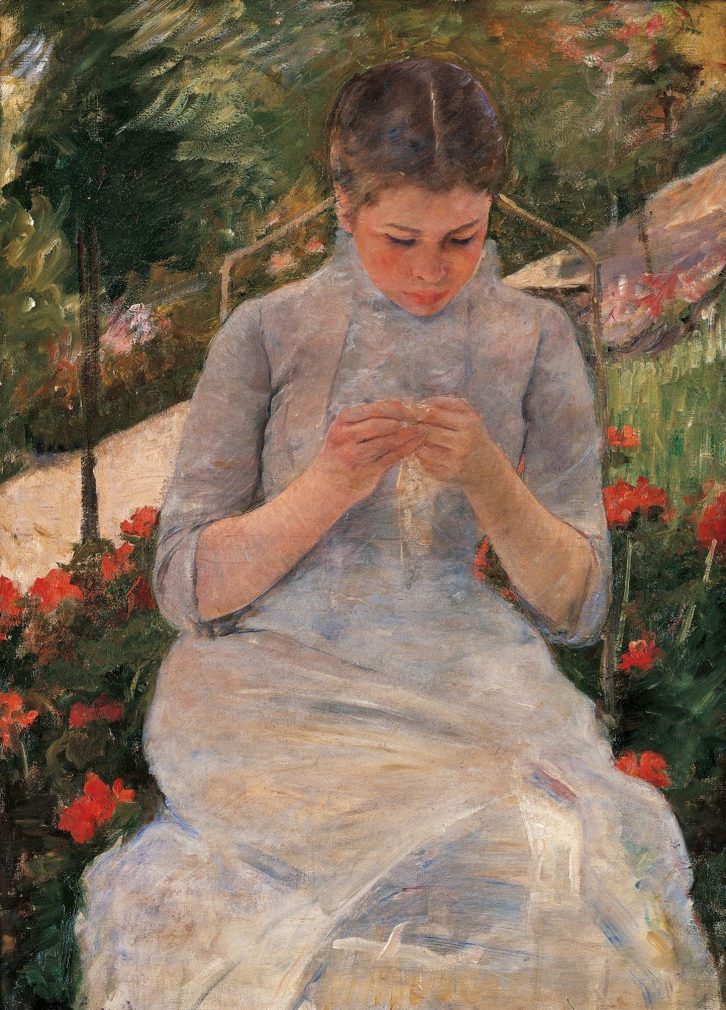 Woman Sewing Canvas Art - (24 x 36)