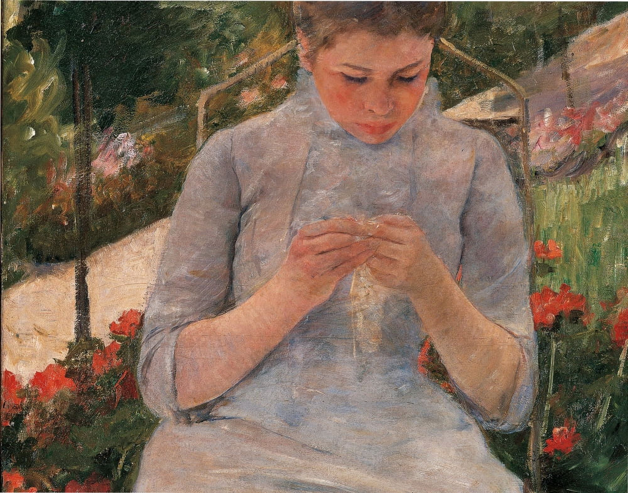 Woman Sewing Canvas Art - (36 x 24)